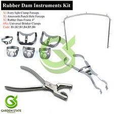Brinker Clamps Dental Retractor Frame Ainsworth Punch Ivory Light Rubber Dam Kit