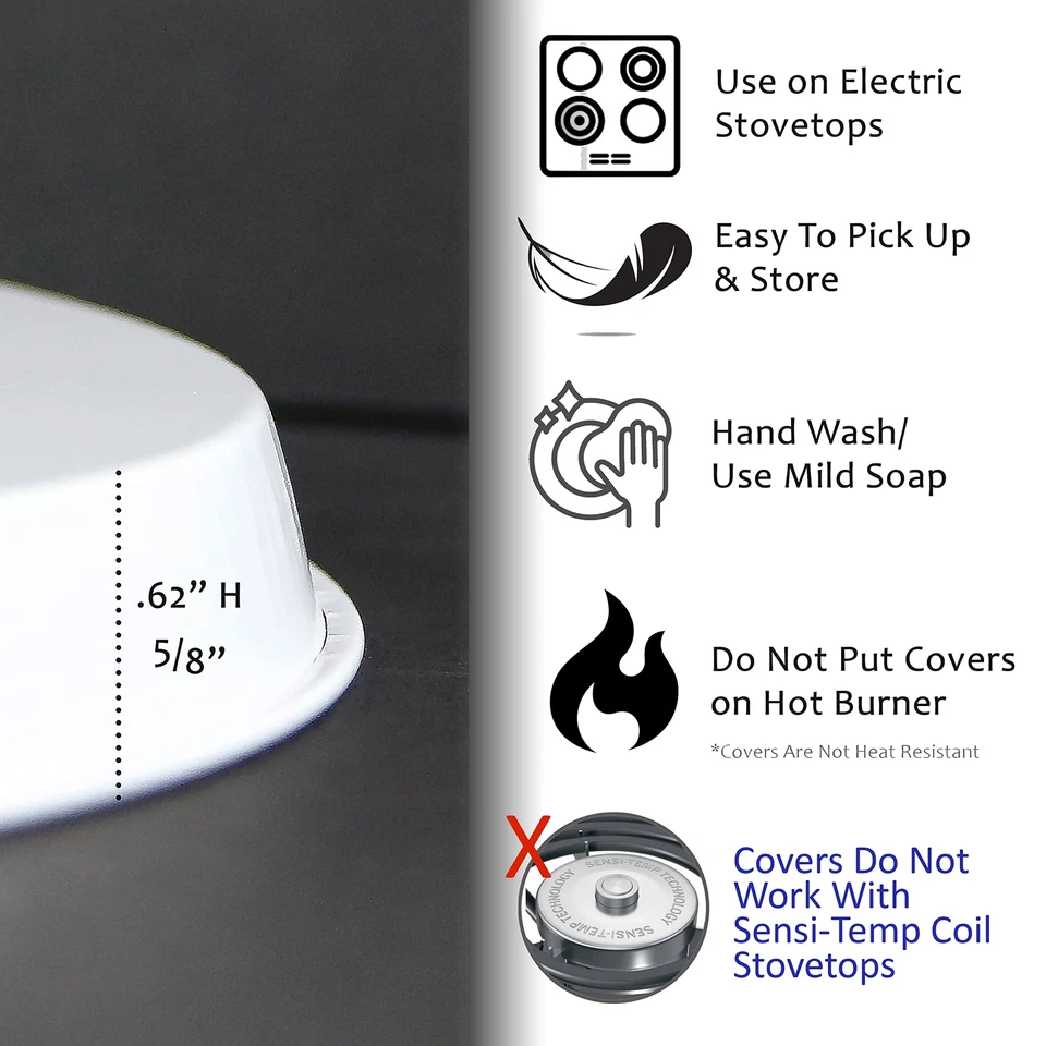 Juego de 4 fundas para quemadores de estufa de 8 pulgadas y 10 pulgadas blancas decoración de cocina Foto 4 de 4