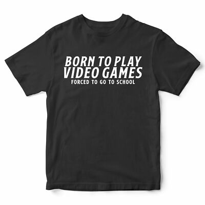 T-Shirt Jungen geboren, um Videospiele gezwungen zur Schule zu gehen Gaming Geburtstagsgeschenke Kind