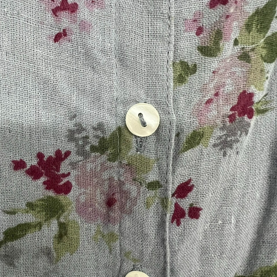 Paper Lace Tunic Top Womens 1X Blue Floral Floral Tiered Button Front