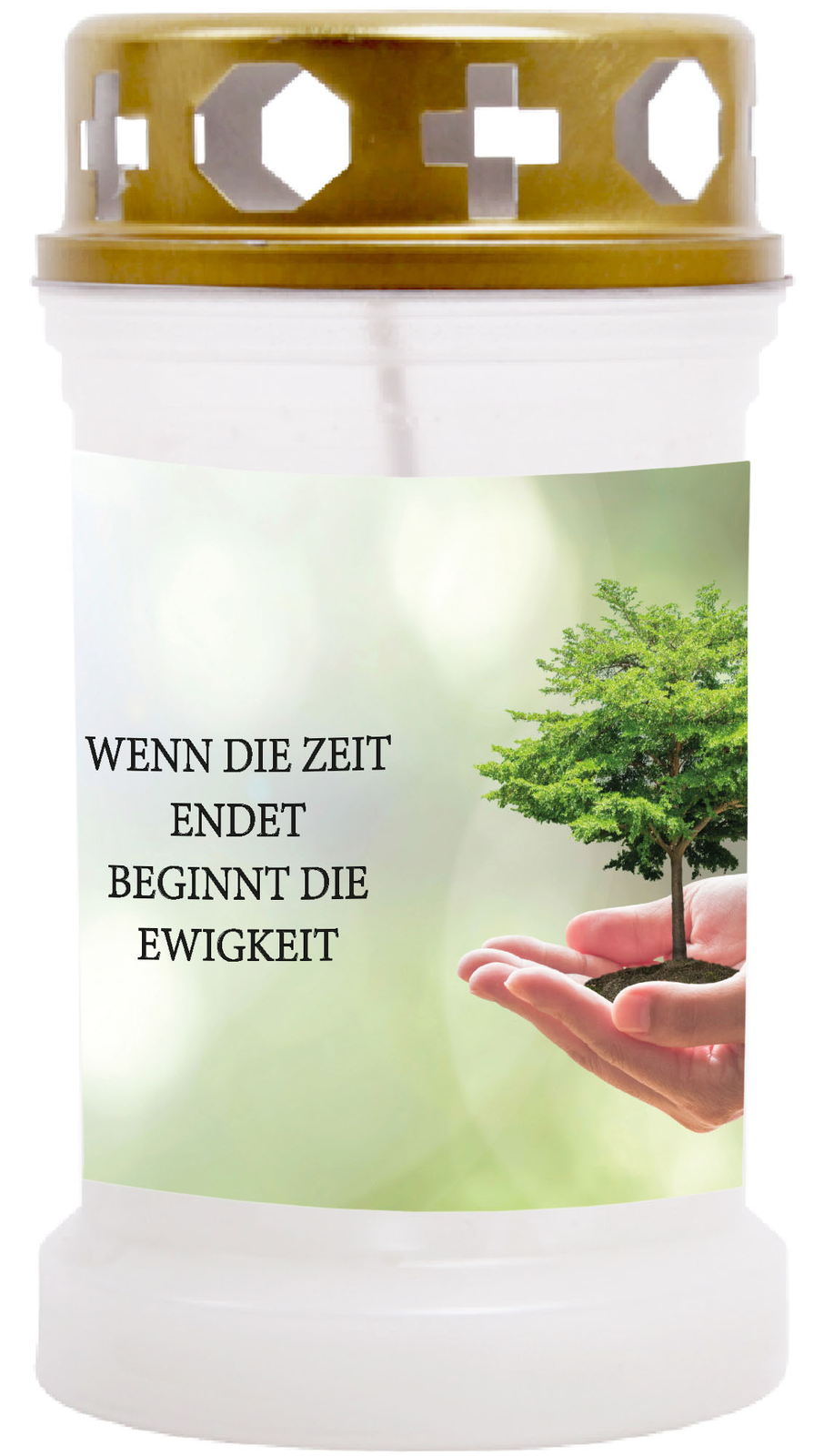 JEKA Recycling Ewiglicht Grabkerze - Efeu/Herz Motiv, 5 Tage Brenndauer