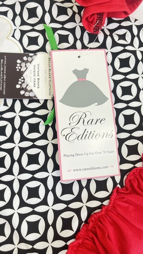 Rare Editions Top Leggins 6X Girls Black Wht red ruffles Santa Christmas NWT $35 - Picture 9 of 12