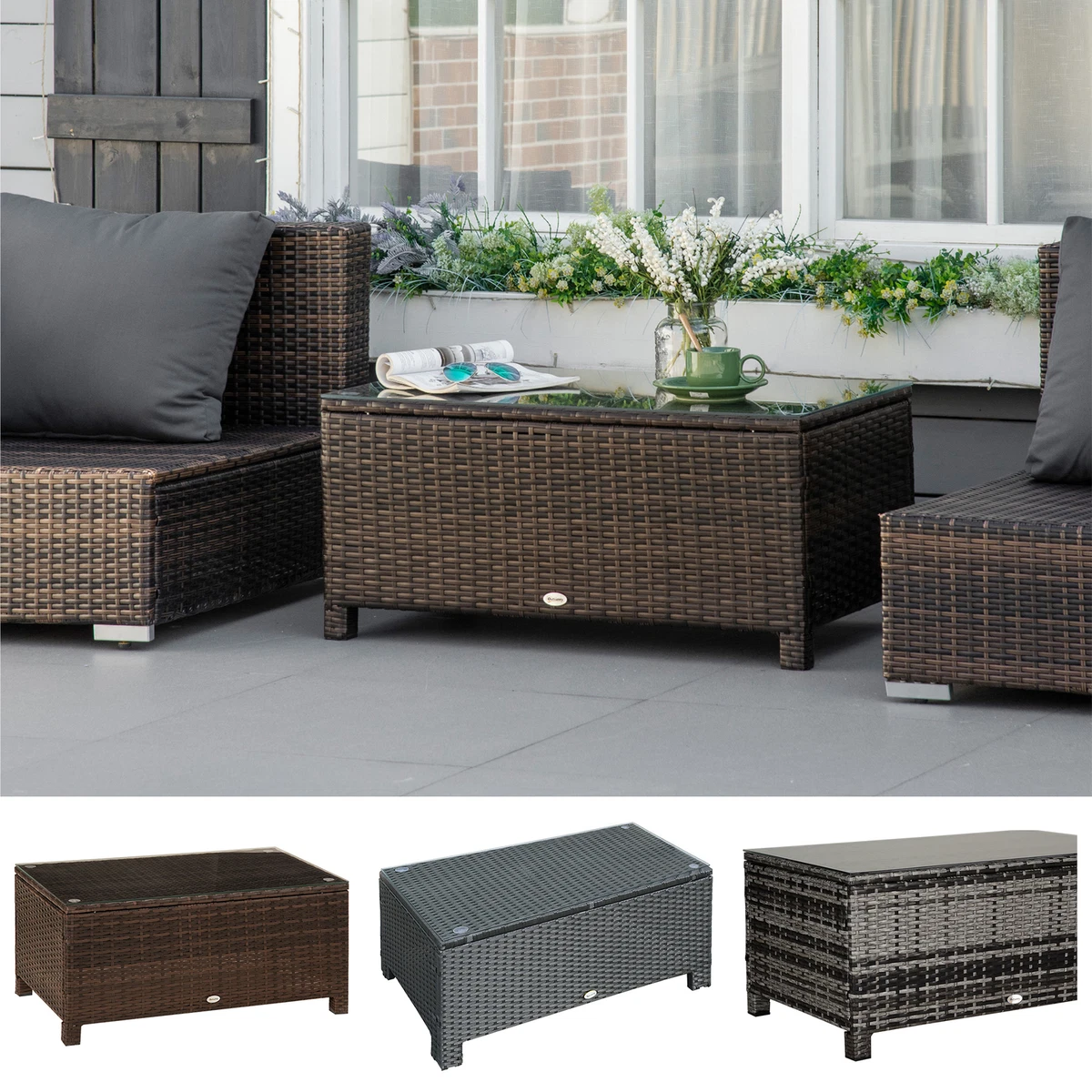 Brown rattan on sale outdoor furniture