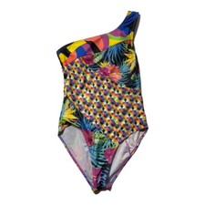 Vintage 80s Swimsuit Womens Small Tropical Retro Colorful Swim Beach Y3K Barbie