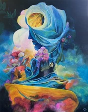 Surreal acrylic painting on canvas original Art Hand Painted Dali Inspired vivid