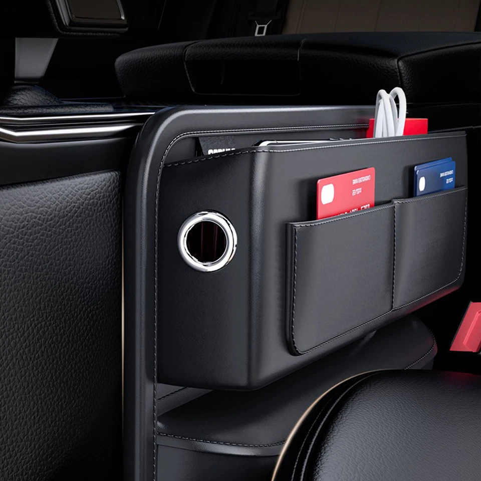 Leather Console Seat Side Crevice Storage Box Organizer Pocket Car Accessories - Изображение 4 из 4