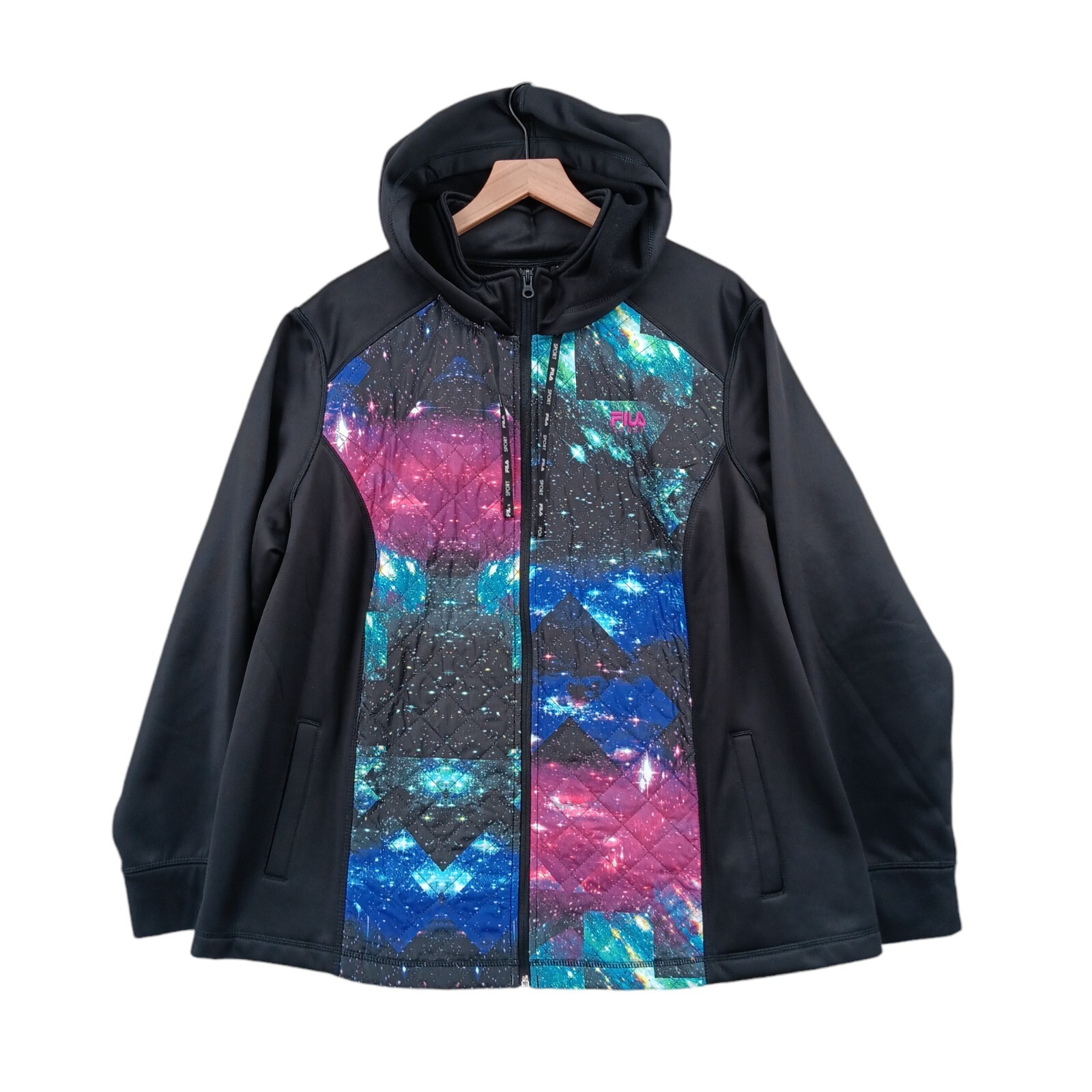 Fila Sport Jacket Donna 3X Nero Galaxy Felpa con Coulisse *Problema Cerniera Funzionante