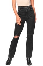 Abercrombie  Fitch Jeans 32/14 L Black 90s Straight Ultra High Rise Distressed