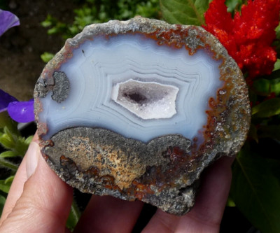 Geode Kokos Quarz Achat blau 7x6cm Las Choyas Mineral Sammlung Stein