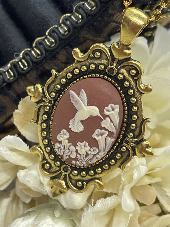 Aniversario Oro Camafeo Colibrí Pascua Día de la Madre Cumpleaños Boda Collar Foto 2 de 4