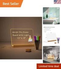 Elegant 13x9 Inch Light-Up Acrylic Memo Board with Dry Erase Markers Included
