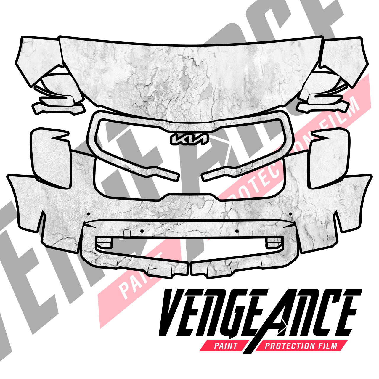 2023 KIA TELLURIDE X-LINE Frontal Pre-Cut Paint Protection Film Clear Bra PPF