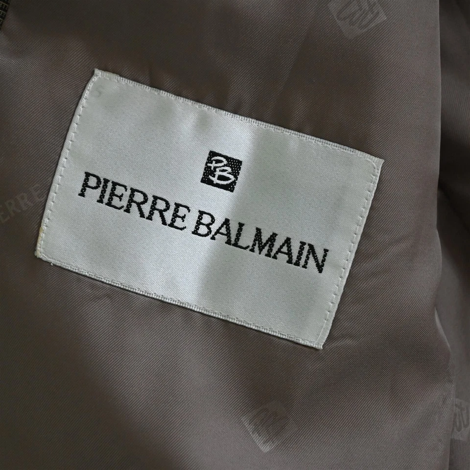 Chaqueta Abrigo Deportivo Pierre Balmain 42L Marrón Glenn Check 100% Lana Doble Pecho Foto 4 de 4