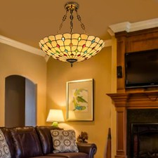 Tiffany Style Hanging Pendant Lamp Stained Glass Ceiling Light Pendant Fixture