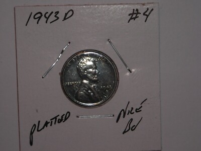 wheat penny 1943D NICE CH BU PLATTED LINCOLN CENT 1943-D LOT #4 UNC STEEL LUSTER