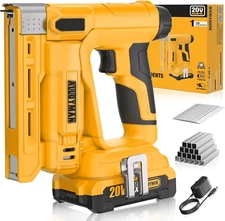 3/8''Crown Stapler, 18 Gauge 2 in 1 Cordless Brad Nailer/Electric Stapler with 2