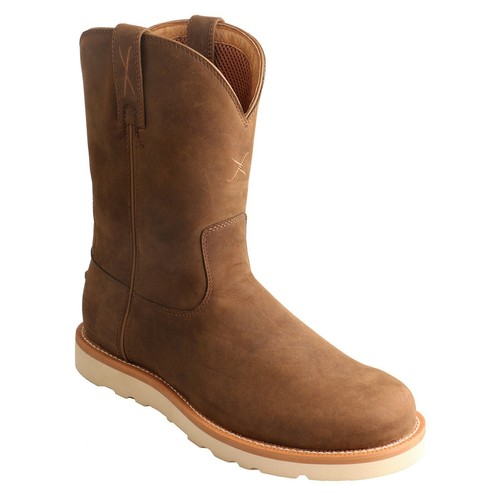 flat sole pull on work boots