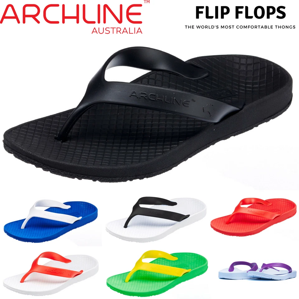 ARCHLINE Orthotic Thongs Arch Support Shoes Footwear Flip Flops Orthopedic - Bla