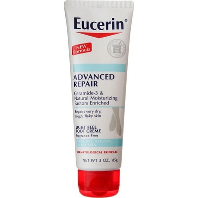 2 Pack Eucerin Advanced Repair Light Feel Foot Creme, Unscented, 3 oz