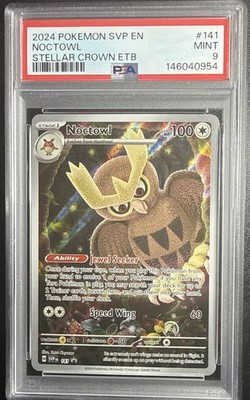 Noctowl SVP 141 Stellar Crown ETB Black Star Promo Full Art Pokémon TCG PSA 9 