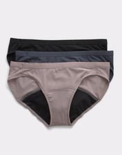 Hanes Women's Panties Bikini 3-Pack Fresh  Dry Leak Protection Liner Assorted