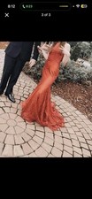 Red Formal Evening Gown Sleeveless Halter Backless