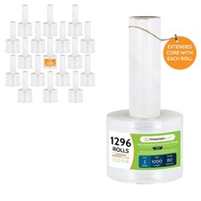 3" in. x 1000FT 80 Gauge 1296 Rolls Stretch Shrink Film Hand Wrap  Handle