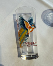 Kingfisher Clear Glass Lager Pint Beer Glass with Kingfisher Bird Logo
