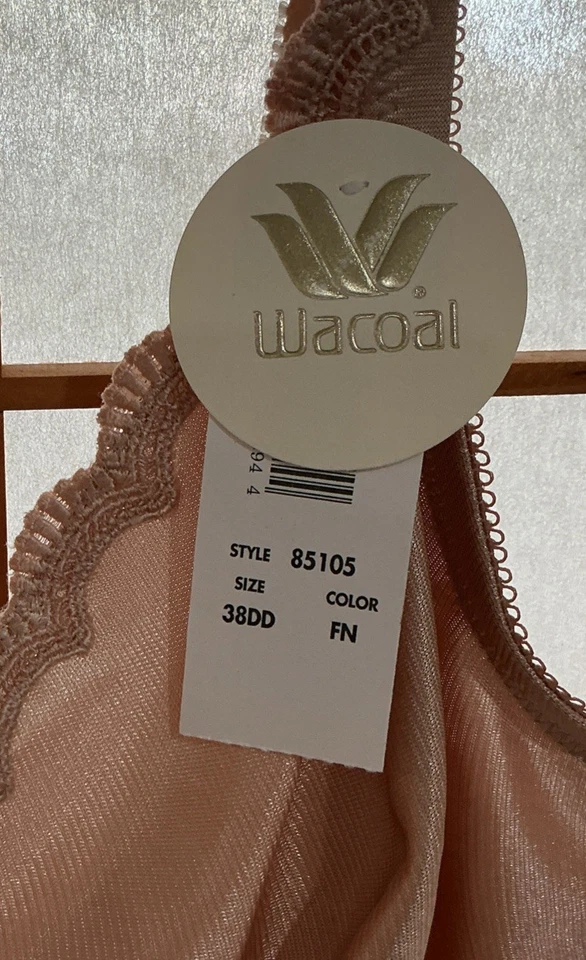 Sutiã vintage Wacoal 85105 novo com etiquetas cetim liso sem forro tamanho 38DD - Imagem 2 de 3