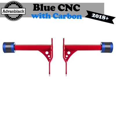 ProTek Performance Blue/Carbon Red Rear Crash Bar Sliders For Harley Softail