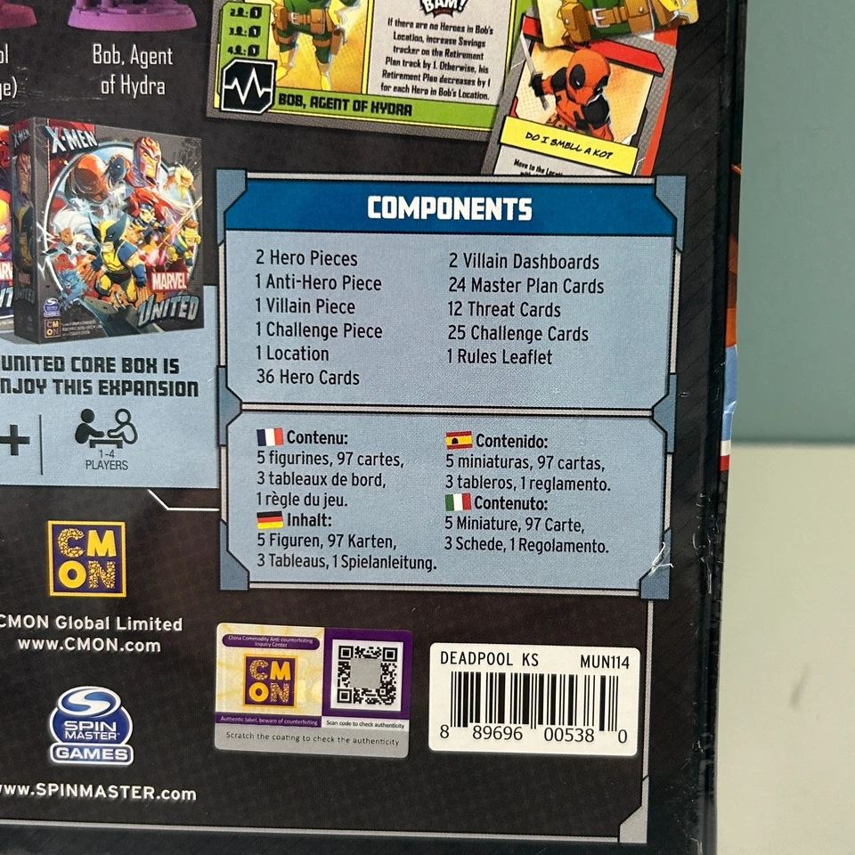 Caja de Expansión Marvel United Deadpool CMON Nueva Precintada Foto 4 de 4