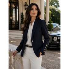 Veronica Beard Steele BLACK Button Detail Dickey Jacket Blazer Size 8