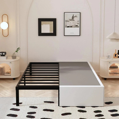 #ad Bed Frame Queen 14 Inch 3000 lb Heavy Duty Metal Black Maenizi Size White Fabric $148.99