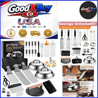 28-Piece Stainless Steel Griddle Accessories Kit with Burger Press & Tools