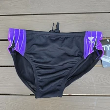 New TYR Men's Durafast Elite Phoenix Swim Racer Brief Black/green SZ 34 New