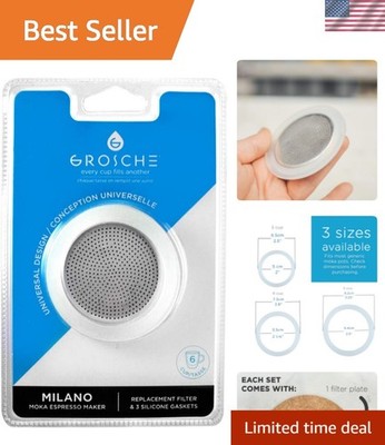 Milano Espresso Maker Replacement Set - 6 Cup Silicone Gaskets & Filter Screen