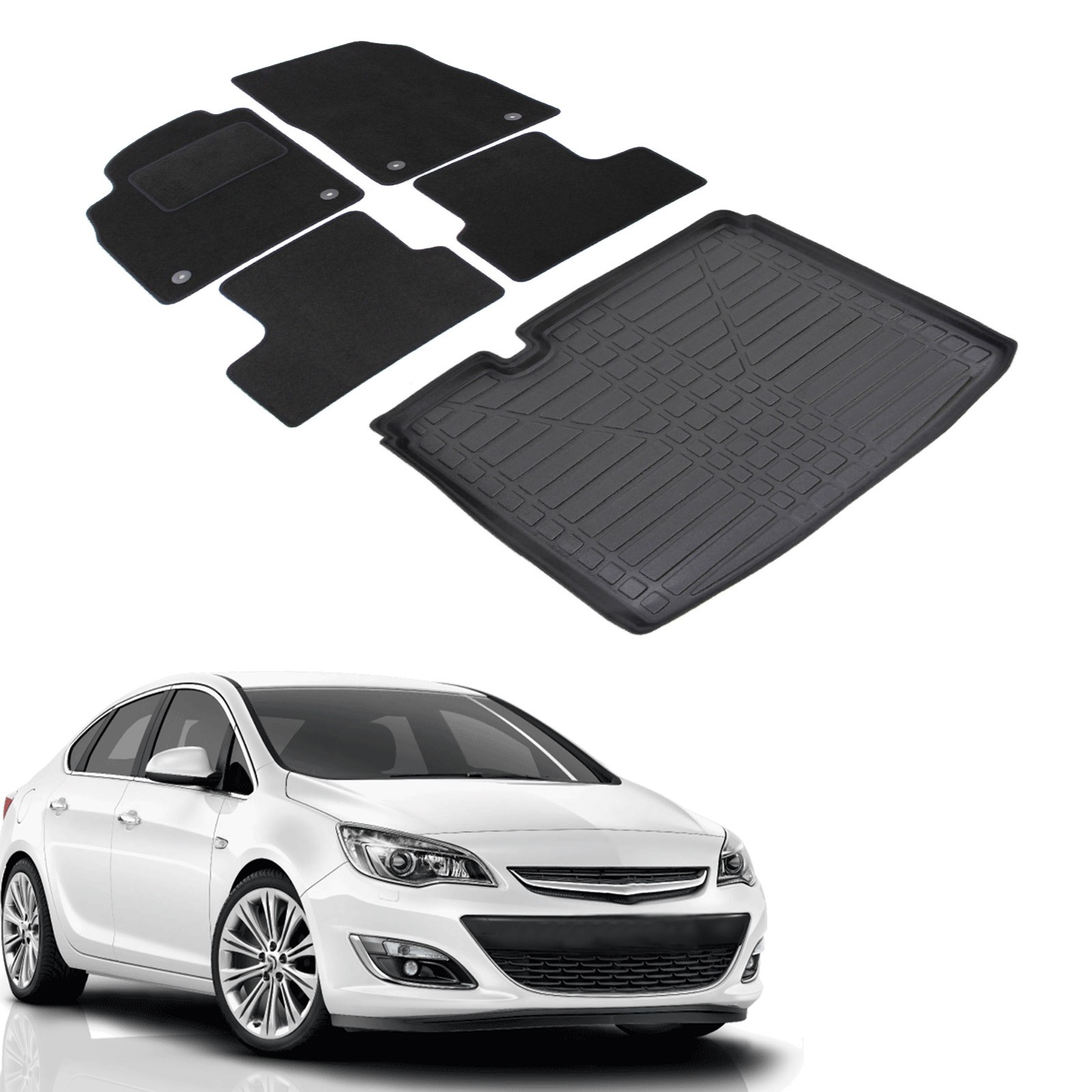 Tapis Opel Astra J 2009-2015 Berline avec tapis de coffre antidérapant protection auto
