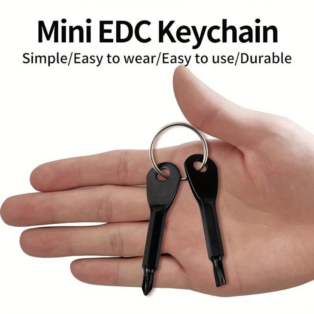 2-Piece Keychain Screwdriver EDC Tool Set Outdoor Pocket Mini Tool with KeyChain