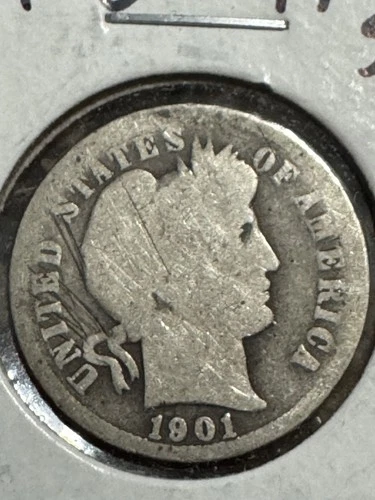 1901-o Barber Dime, Better Date, Scratched, 99c Shipping Offer