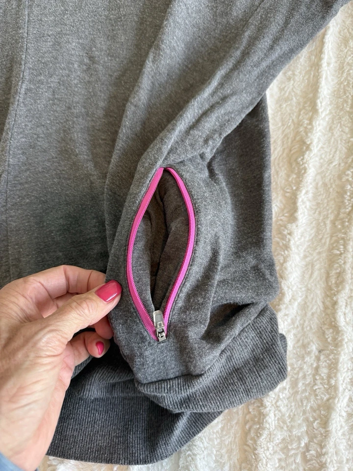 MPG Women’s Pullover Hoodie Long Sleeves Large Gray Pink Top Sweatshirt Pockets - Image 4 of 4
