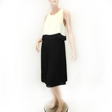 Banana Republic minimalist Black & White colorblock pleated skirt lined dress 12