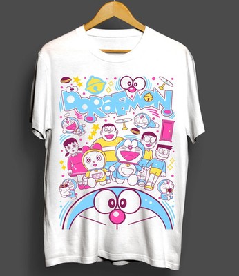 Doraemon T-shirt Nobi Shizuka Gian Dorami Suneo Girl Anime Gifts Shirt  - White