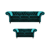 Chesterfield Luxus Design Einrichtung GrüN Dreisitzer Mit Zweisitzer Sofas
