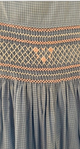 LK NW Strasburg Smocked Blue Pink Check Dress Sleeveless Cotton Sz 2-3 - Picture 3 of 4