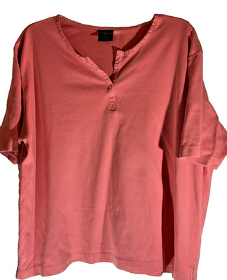 Cabela's Women's Pink Pull-over Shirt Short Sleeve Plus Size 2XL Soft Stretch