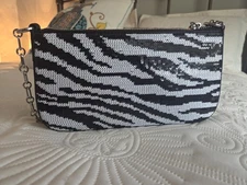 Michael Kors Empire Pouchette Sequin Black & White Zebra Stripe