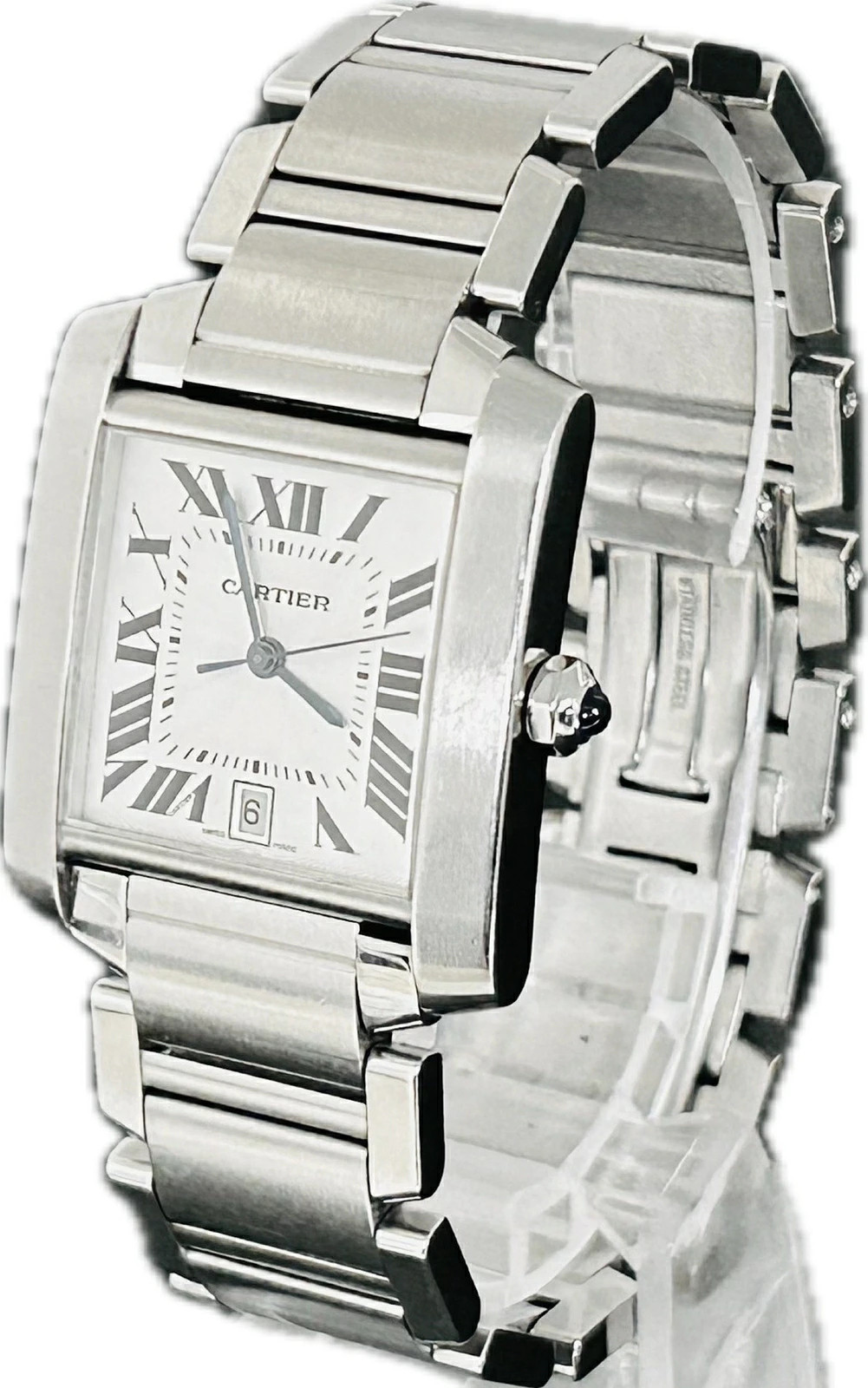Cartier Tank Francaise LM W51002Q3 2302 Stainless Steel 28mm White Dial #WJW141