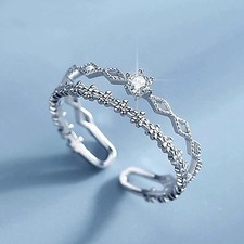925 Sterling Silver Adjustable Ring Teardrop Thumb Finger Band Ring UK Women