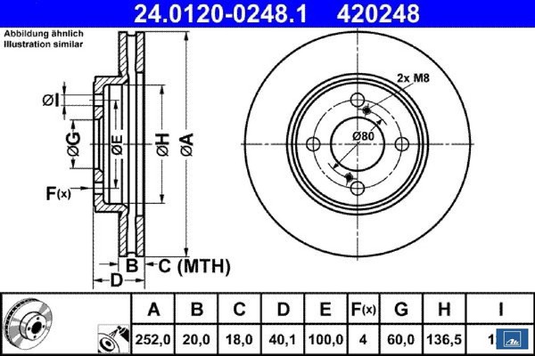 2X Bremsscheibe ATE 24.0120-0248.1 2 Bremsscheiben Vorderachse Vorne FüR Suzuki-image