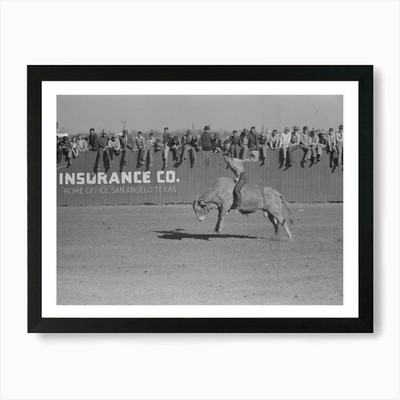 Gerahmtes Wandbild Poster Leinwanddruck Bild Rodeo Performer reiten Brahma Stier